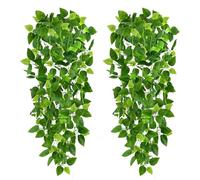 CEWOR Lot de 2 fausses plantes de lierre artificielles à suspendre de 1,1 m pour mariage, mur, maison, terrasse, intérieur, extérieur, étagère, bureau (sans paniers)