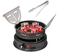CEWROM Allume-charbon électrique 1000 W, brûleur à charbon pour chicha au | Chauffage rapide avec régulateur de température, grille de charbon et pince pour la maison, la terrasse et l'extérieur