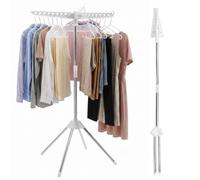 CEWROM Étendoir à linge pliable - 3 bras rotatifs pour cintres - Peu encombrant - Séchoir à linge stable - Grand gain de place - Pour voyage, danse, camping