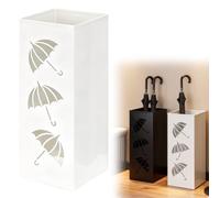 CEWROM Porte-parapluie, en métal, carré, étanche et antirouille, avec bac d'égouttement amovible pour la maison, le bureau, l'entrée (blanc)