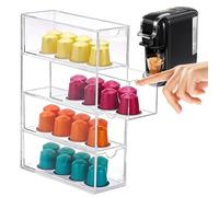 CEWROM Tiroir de rangement pour capsules, support de capsules de café transparent, boîte de rangement en acrylique avec tiroirs empilables pour capsules de café, sucre, papeterie, cosmétiques, bijoux