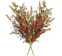CEWUDA 2 Pièces Fleurs Artificielles Automne Branche Decoration Soie Fleur Artificielle Sauvages Deco Bouquet de Fleurs Automne pour Thanksgiving Mariage Fête Maison Party Cimetiere Orange