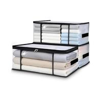 Cexovo 3 Sacs Rangement Vetement Transparente 35L,Boite Rangement Vetement en Transparente,Boîte Rangement Sous Lit Armoire,Housse Couette Pliable avec Poignées,Caisse rangement Pliable pour Armoires