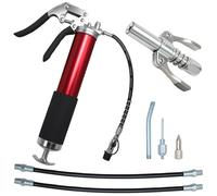 CeyKvo Pistolet à graisse 8000 PSI avec raccord rapide, graisseur haute pression pour cartouche de 400 g, avec tuyau flexible, tube métallique, embout buccal et buse d'aiguille