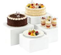 CeyKvo Présentoir à gâteaux cubique, en acrylique, blanc creux, étagère de présentation alimentaire, étagère de buffet multifonctionnelle, adaptée pour les cupcakes et les desserts, les décorations de