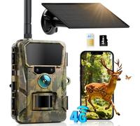 CEYOMUR 4G LTE Cellulaire Camera de Chasse, 48MP Caméra de Chasse Solaire avec Batterie 5200 mAh, Piege Photographique avec Carte TF 64 GB et Carte SIM, Alarme Instantanée Via APP, Stockage Cloud