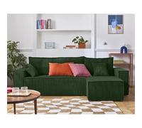 Best mobilier Canapé d'angle Cezanne réversible 4 places convertible coffre velours côtelé Vert