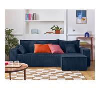 Best mobilier – Canapé d'angle Cezanne 4 places convertible coffre velours côtelé Bleu Ardoise