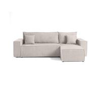 Bestmobilier Cezanne - canapé d'angle réversible - 4 Places - Convertible avec Coffre - en Velours côtelé