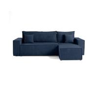 Best mobilier – Canapé d'angle Cezanne 4 places convertible coffre velours côtelé Bleu Ardoise