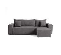 Bestmobilier Cezanne - canapé d'angle réversible - 4 Places - Convertible avec Coffre - en Velours côtelé
