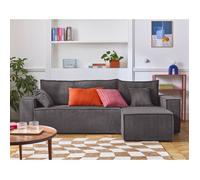 Bestmobilier Canapé d'angle Cezanne 4 places réversible convertible avec coffre velours côtelé