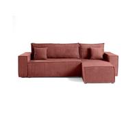 Best Mobilier Canapé d'angle réversible Cezanne 4 places convertible avec coffre velours côtelé Rose