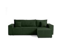 Bestmobilier Cezanne - canapé d'angle réversible - 4 Places - Convertible avec Coffre - en Velours côtelé