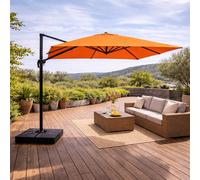 Cezir Parasol déporté rectangulaire 3x4 m rotatif en aluminium Orange