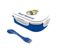 CF Real Madrid Kit de déjeuner pour enfant avec boîte à sandwich et fourchette couverte, porte-goûter réutilisable pour enfants