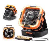 Cf3 Ventilateur De Camping Rechargeable 20000Mah, Portable, Batterie Intégrée, 3W Panneau Solaire, Usb, Led, 6 Vitesses, Osc[QW328]