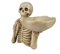 CFGTEKMB Bol à Bonbons Squelette avec Support de crâne Figurine résine Durable Parfait pour Les friandises d'halloween Centre de Table Effrayant pour Snacks Taille 22 x 21 cm
