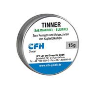 CFH Tinner TI 228 Sn97Cu3 Produit de nettoyage pour pannes à souder sans plomb, sans salmiac et sans plomb, augmente la durée de vie, Sn97Cu3, boîte de 15 g avec tampon adhésif, conforme à la norme