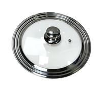 Cflagrant® Couvercle Universel Multi-Diamètres en Verre et Inox, Compatible 16 à 32cm, Poignée Anti-chaleur (20/22/24cm INOX)