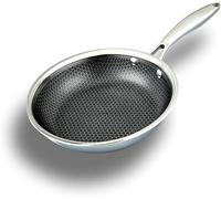 Cflagrant® Poêle à Frire Hybride en Inox de Qualité Premium 18/10 avec Revêtement 3D Nid d'Abeille Anti Rayures sans PFOA 26cm