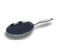 Cflagrant® Poêle à frire Hybride en inox de qualité premium 18/10 et revêtement 3D nid d’abeille anti rayures de qualité professionnelle sans PFOA (Crêpière 28cm)