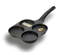 Cflagrant Poêle à Pancakes Fluffy 4 Compartiments de 9cm, Revêtement Antiadhésif Greblon C3+ Effet Pierre, Tous Feux Dont Induction, pour Blinis Œufs Mini-Crêpes