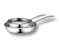 Cflagrant Poêle Inox 18/10 Triply Premium Sans PFAS/PFOA/PTFE/Cadmium, Acier Inoxydable 3 Couches, Compatible Induction, Tous Feux et Four, Qualité Professionnelle (Lot de 2 Poêles 24/28cm)