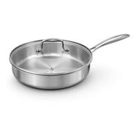 Cflagrant Poêle Inox 18/10 Triply Premium Sans PFAS/PFOA/PTFE/Cadmium, Acier Inoxydable 3 Couches, Compatible Induction, Tous Feux et Four, Qualité Professionnelle (Sauteuse 24cm avec couvercle)