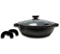 Cflagrant® Sautoir Mijoteuse Façon Pierre avec Couvercle Tous Feux Dont Induction sans PFOA Cuisson sans Matière Grasse Revêtement en Greblon C3 de Technologie Allemande (Mijoteuse 28cm)
