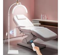 CGBE Lampe Extension de Cils Demi-lune Pliable LED Sans Ombres - Blanc | Lampadaire Cils avec Support de Téléphone, 360° Rotative Tête, Luminosité & Hauteur Réglable Lampe Esthétique Professionnel