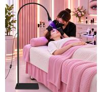 CGBE Lampe UV Extensions Cils, 5 Niveaux de Luminosité, Durcissement 2-3 s | 10 W 395-400nm, Interrupteur à Pédale, Faisceau Réglable, Col 360 ° Flexible, pour Techniciennes Cils & Salons Professionnels