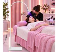 CGBE Lampe UV Extensions Cils Durcissement 2-3 s, 5 Niveaux de Luminosité | 10 W 395-400nm, Interrupteur à Pédale, Faisceau Réglable, Col 360 ° Flexible, pour Techniciennes Cils & Salons Professionnels