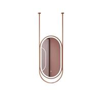 CGCSYZ Miroir de Plafond Ovale en métal avec éclairage LED, éclairage réglable, idéal pour l'entrée, Le vestiaire et la décoration intérieure (Rose Gold-50x80cm)