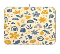 Cgiub Tapis d'égouttoir à vaisselle bohème pour comptoir de cuisine, 40,6 x 45,7 cm, antidérapant et absorbant, pour machine à café, égouttoir, accessoires de bar à café