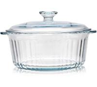 CGNWEEPS Plat de cuisson rond en verre avec couvercle, verre borosilicate, petit plat de 1,6 l pour four