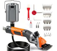CGOLDENWALL Tondeuse Mouton Électrique 1000W, Type Suspendu, Chèvres | Professionnelle, 2800RPM, 4 Lames Acier Carbone 9/13D Droite & Courbée, Alpagas, Orange