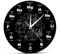 CGTQROVR Horloge Murale 12 Pouces Tableau périodique éducatif des éléments Symboles Chimiques silencieuse Horloge de résages créatifs de Chimie pour l'école à Domicile