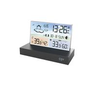 CGV | Station météo à écran plat METEOFLEX numérique sans fil avec capteur extérieur, hygromètre & thermomètre, phases de la lune et alerte neige, mise à jour automatique date et heure.