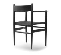 CH37 Chaise avec accoudoirs Carl Hansen & Søn Hêtre noir Noir tresse - 5715230884003