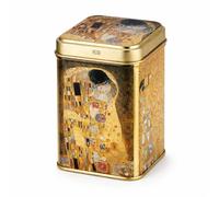 Cha Cult Klimt Kuss Boîte à thé carrée en fer blanc avec couvercle à clapet Doré métallisé Design Gustav Klimt Le Baiser Boîte de conservation pour thé et café 7,2 x 7,2 x 9,9 cm