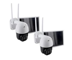 CHACON 2X Caméra WiFi rotative d’extérieure sans Fil avec Panneau Solaire