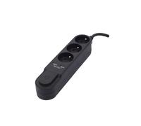 CHACON Bloc 3 prises 1,5 m, USB Noir (Lot de 2)
