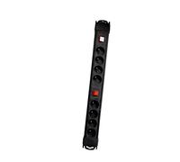 CHACON Bloc 8 x 16 A avec Deux interrupteurs - 1,5 m - Noir