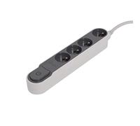 CHACON Bloc Design 4 x 16A avec Interrupteur - 3 m - Gris foncé