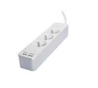 CHACON Bloc multiprise 3 prises 16 A avec 2 ports USB et câble 1.5 m HO5VV-F 3x1.5 mm² blanc et argenté