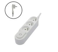 CHACON Bloc multiprise 3 prises 16 A avec interrupteur fiche plate câble 1 5 m HO5VV-F 3x1 5 mm² blanc