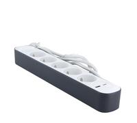 CHACON Bloc Multiprise 5 Prises 16 à avec 2 Ports USB (A&C) et Câble 1,5m HO5VV-F 3X1mm² Blanc et Gris
