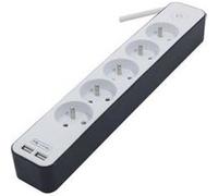 CHACON Bloc multiprise 5 prises 16 A avec 2 ports USB et câble 1,5 m HO5VV-F 3x1,5 mm² blanc et gris Blanc G