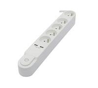 CHACON Bloc multiprise 5 prises 16 A avec interrupteur, 2 ports USB et câble 3 m HO5VV-F 3x1,5 mm²